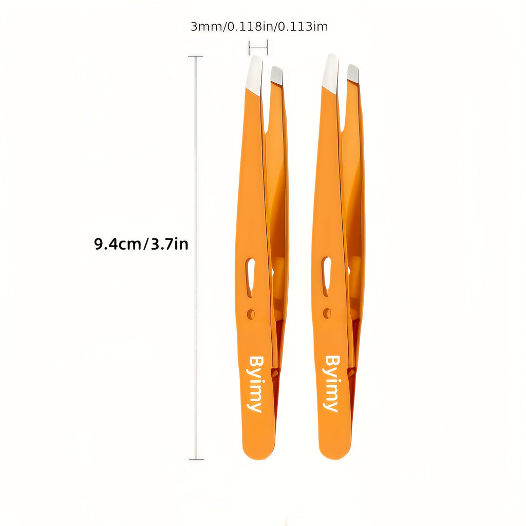 byimy brand 2pcs stainless steel eyebrow tweezers hair
