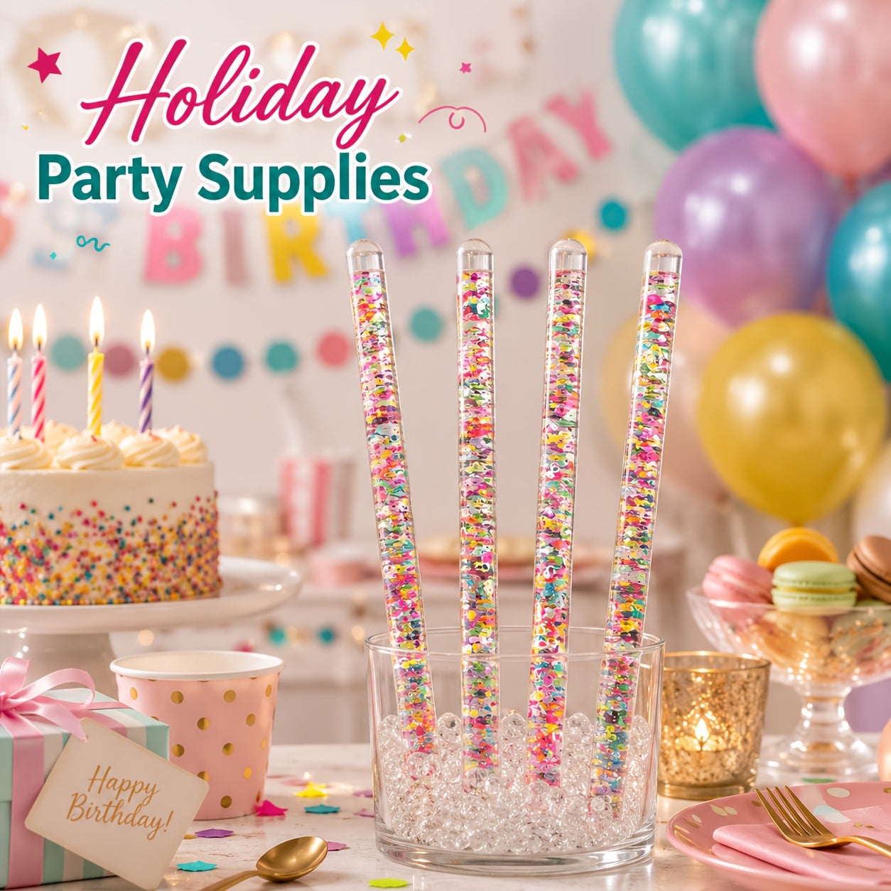party supplies centerpieces 4pcs glitter wands sticks 30cm