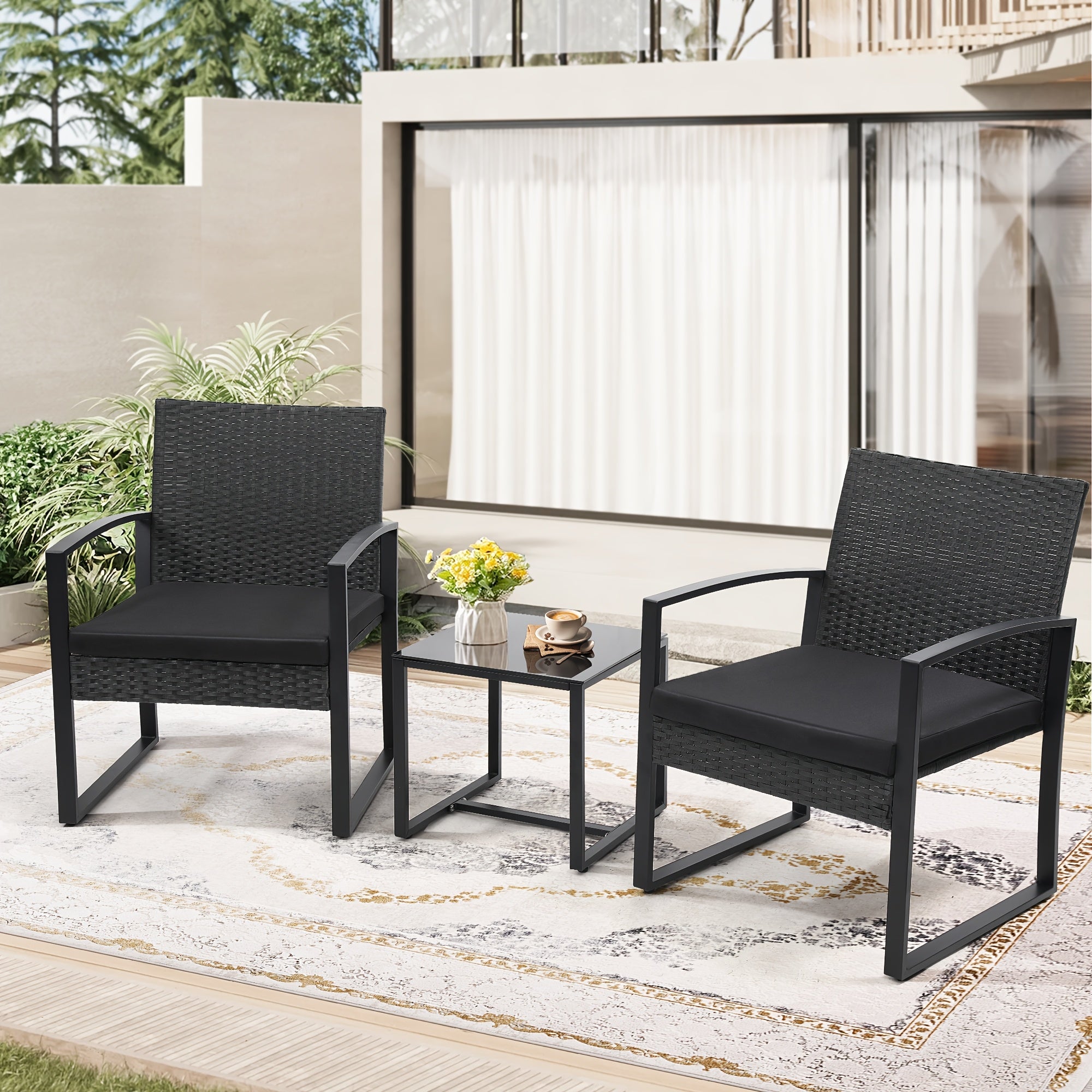 3pcs outdoor seating arrangement made wicker rattan