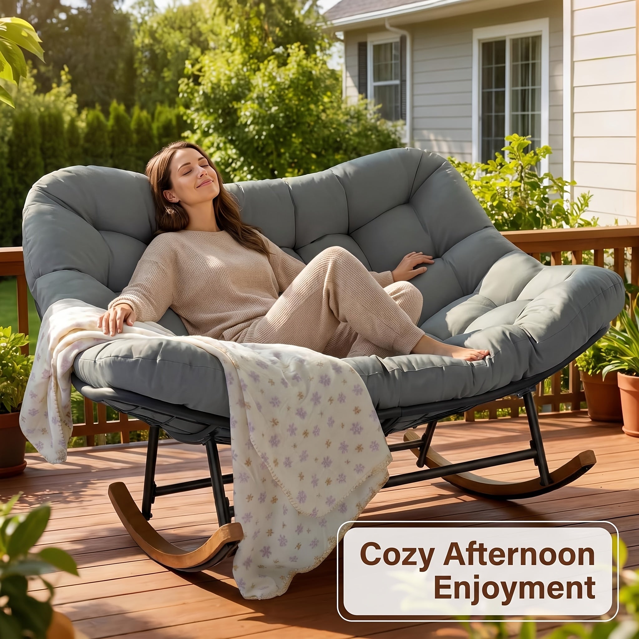 oversized double papasan rocking chair large curved seat