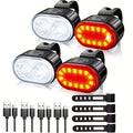 4 pack bike light set 2pcs front lights 2pcs rear lights