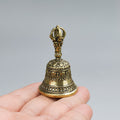 one carved bronze bell hand held shaker clapping handle