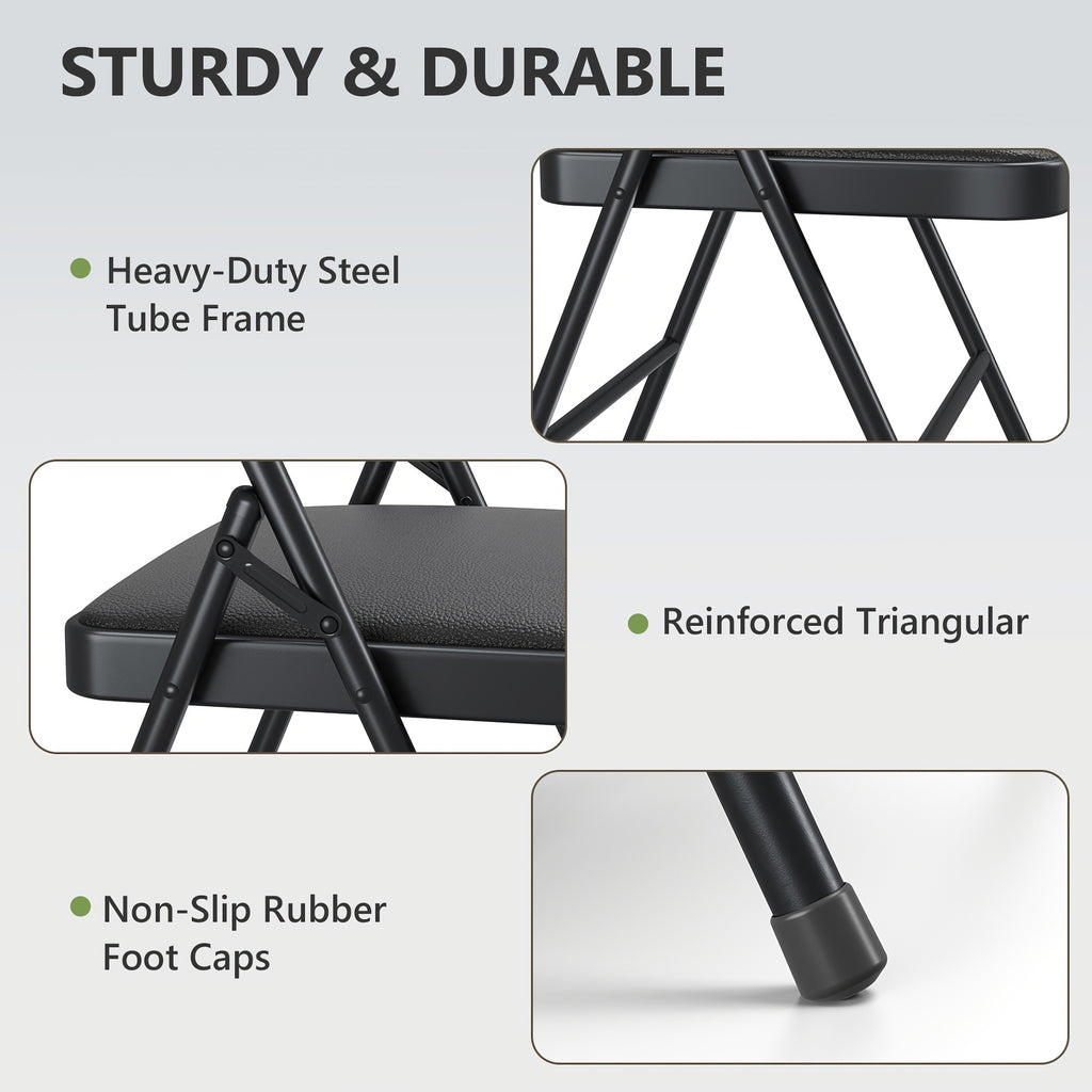 4 pack heavy duty black folding chairs padded seats portable
