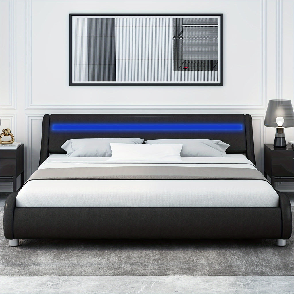 modern upholstered led bed frame adjustable headboard