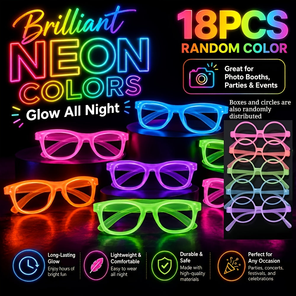 random 16  in dark party glasses neon green purple