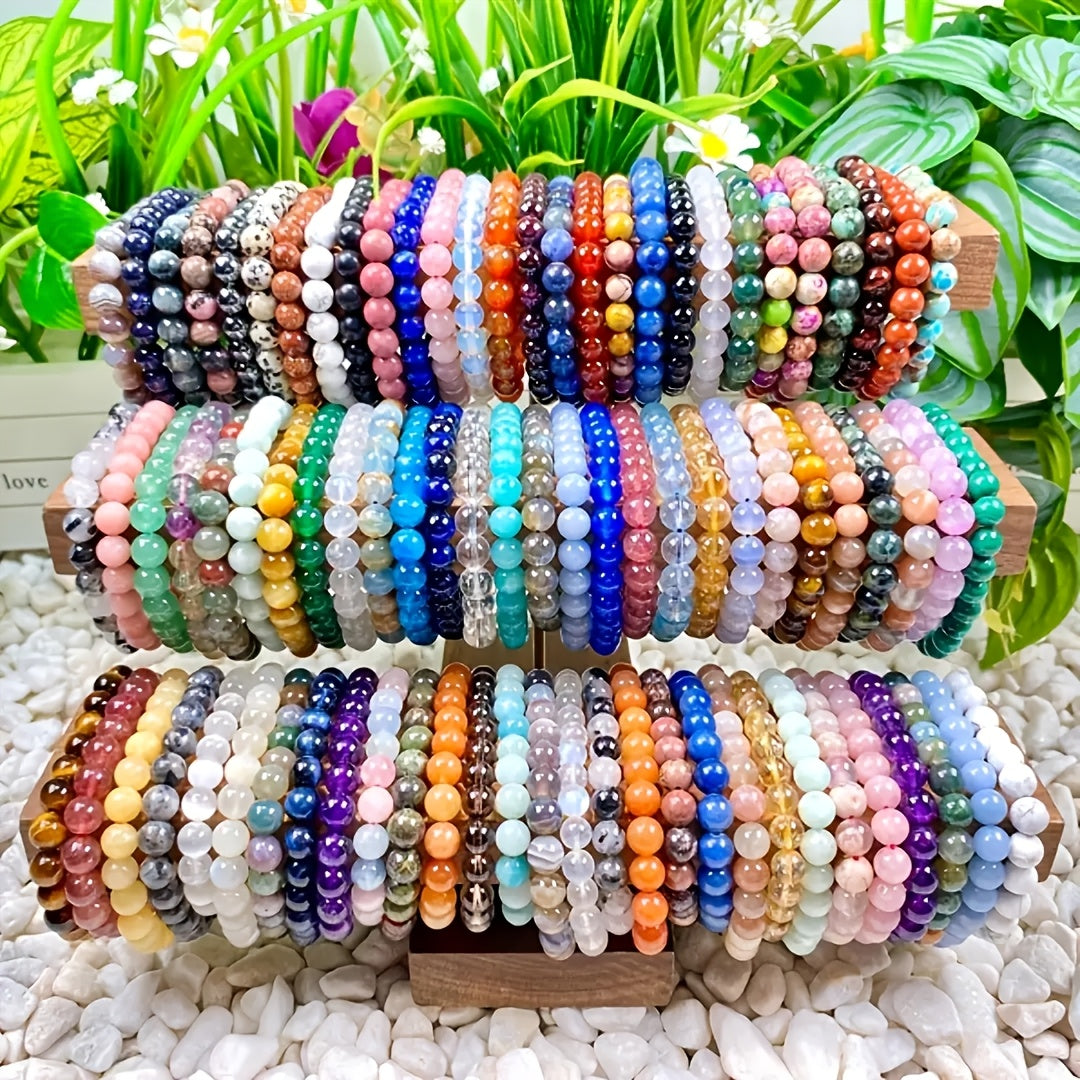 150pcs color random glass beaded bracelet unisex elastic