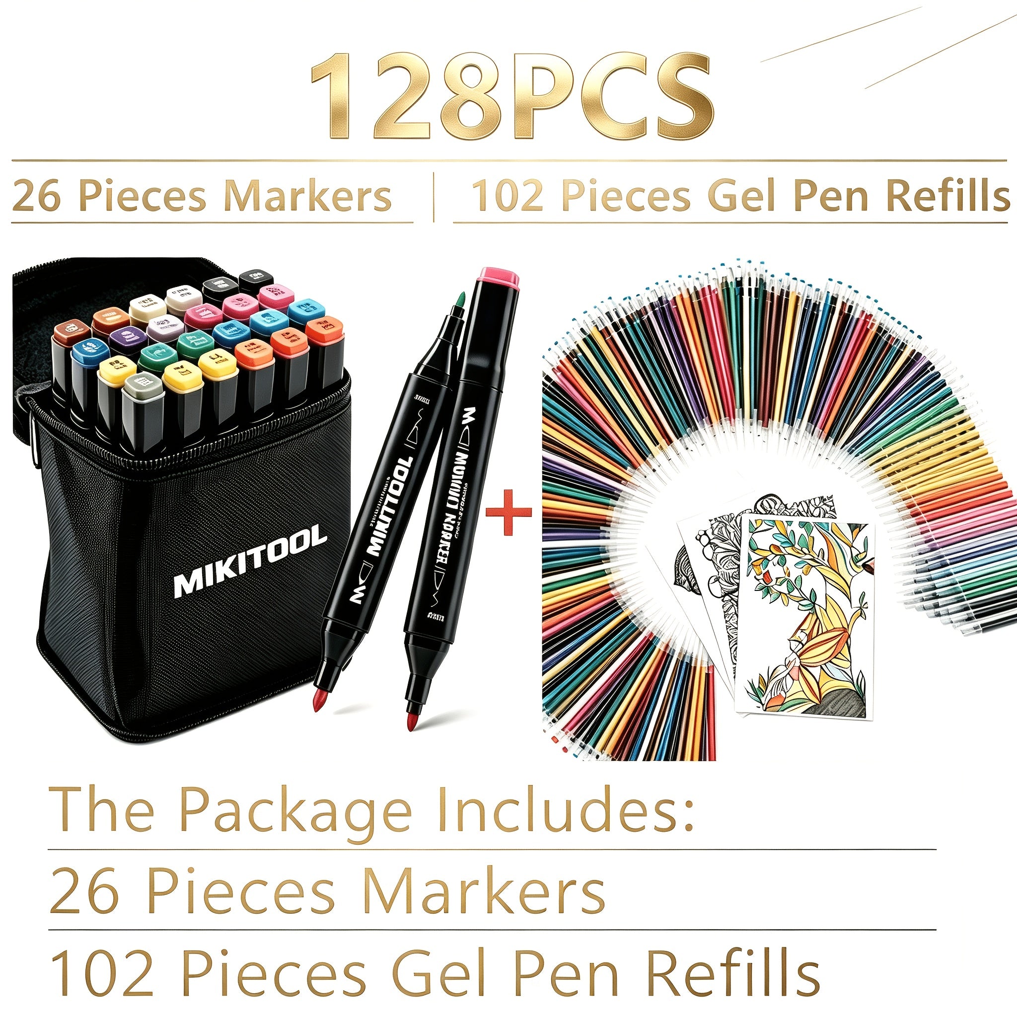 128pcs 26pcs markers 102pcs gel pen refills not a marker