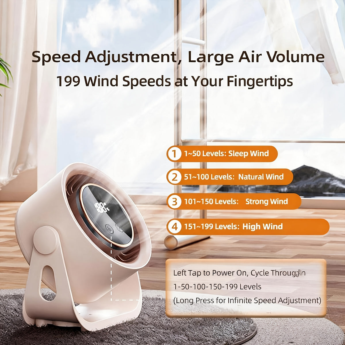 199 level speed rechargeable clip fan quiet portable