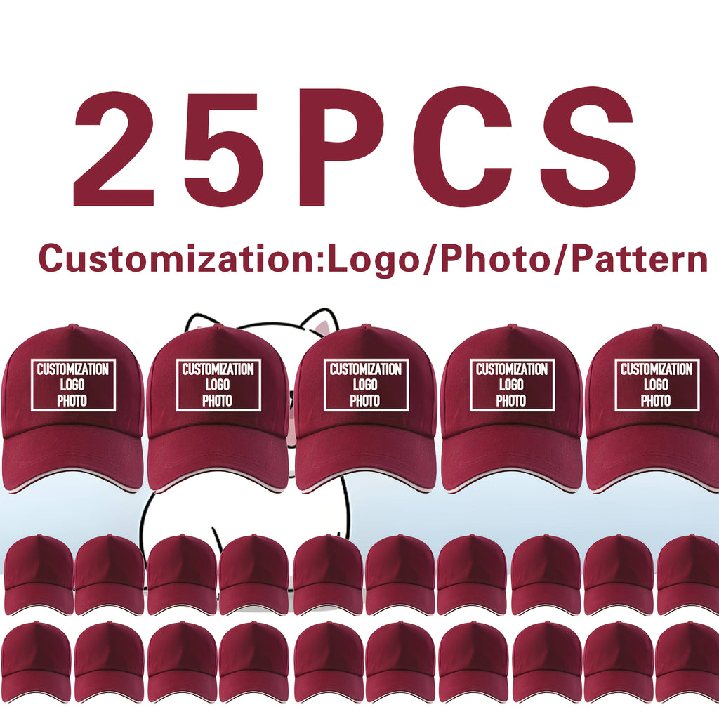 25pcs customizable     baseball caps adjustable