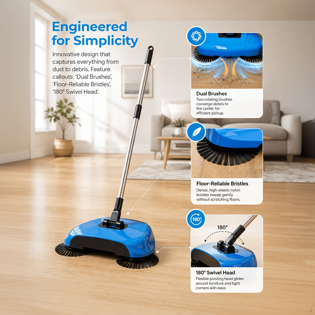 3 in 1 hand push broom multifunctional cleaning tool sweep