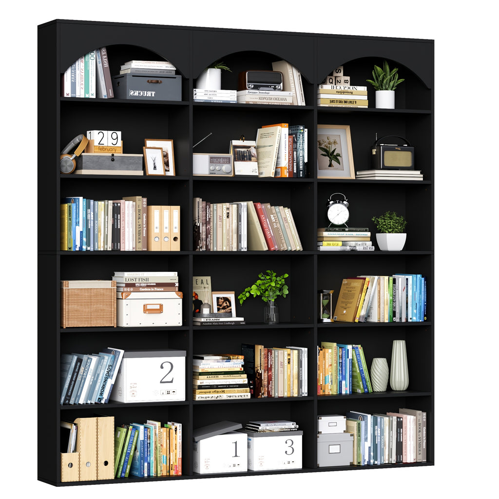 71 tall 7 tier arched bookcase modern triple wide bookshelf