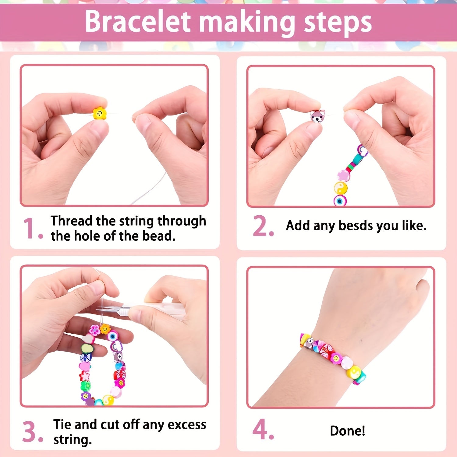 bracelet making kit fruit flower polymer clay beads mixed