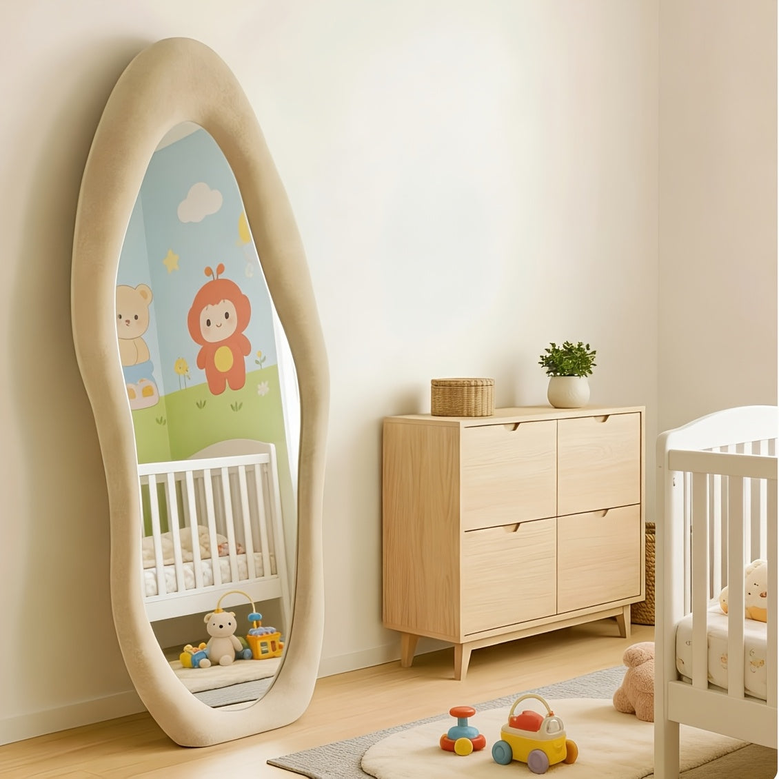 irregular   full length mirror safe rounded