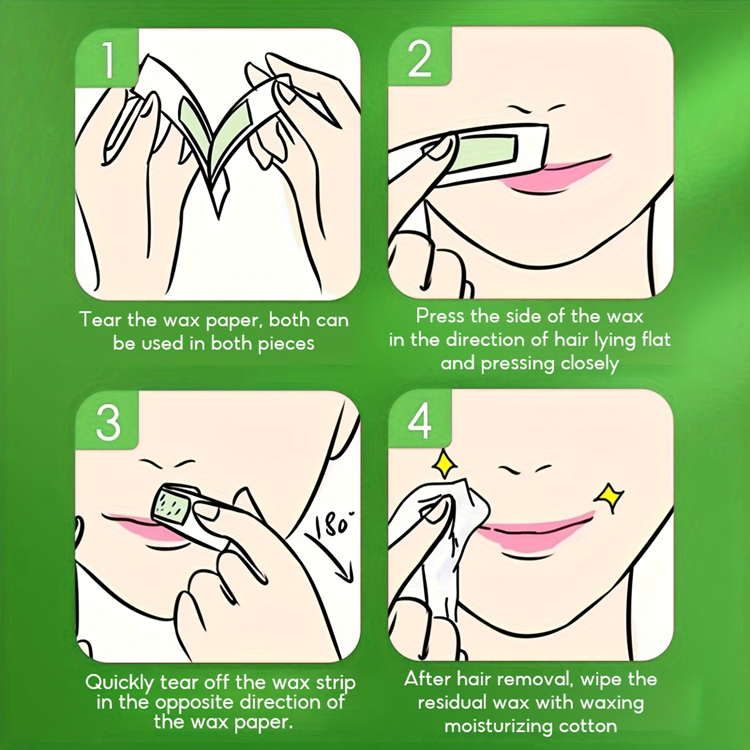 40pcs aloe vera lip hair removal wax strips suitable