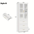 modular bookshelf display cabinet set glass doors drawers 5