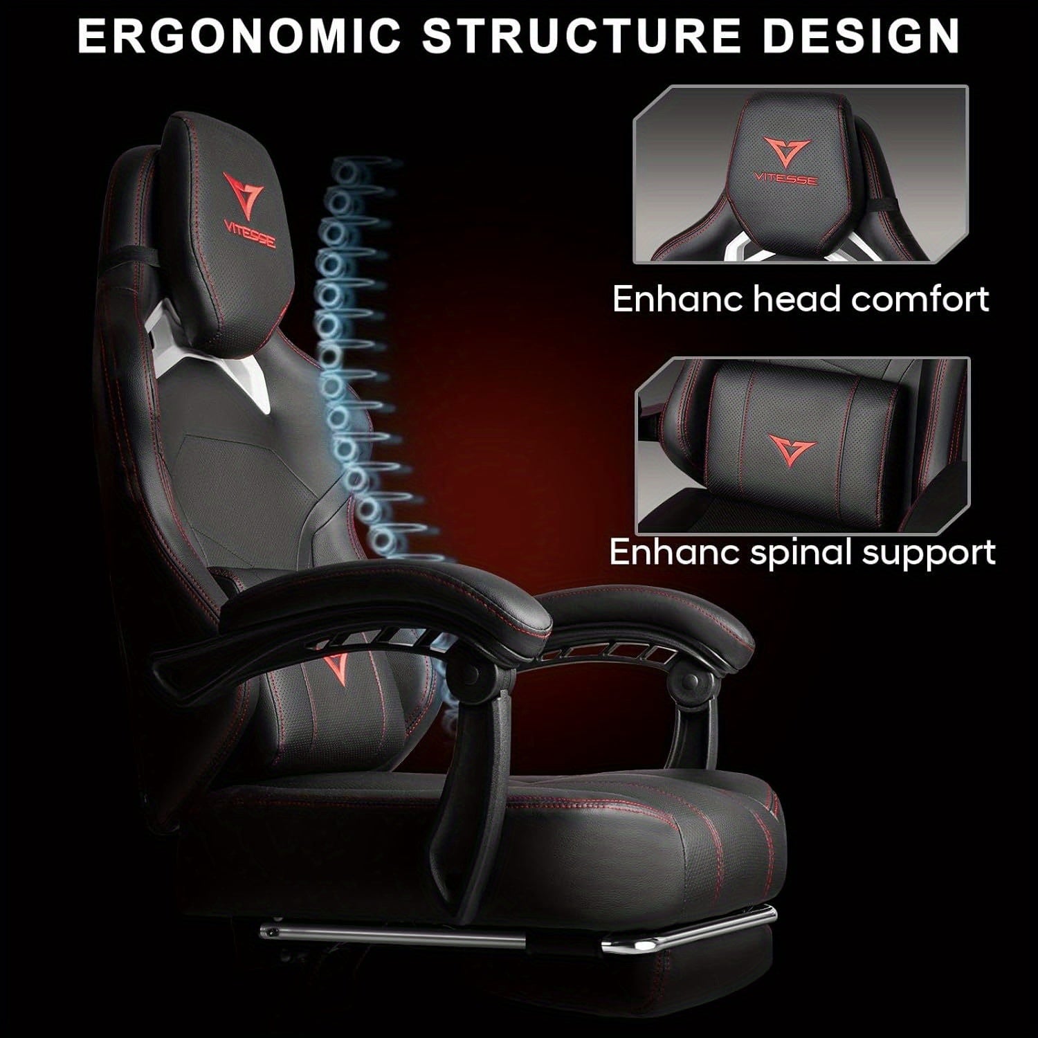 big tall gaming chair 400lb weight capacity footrest