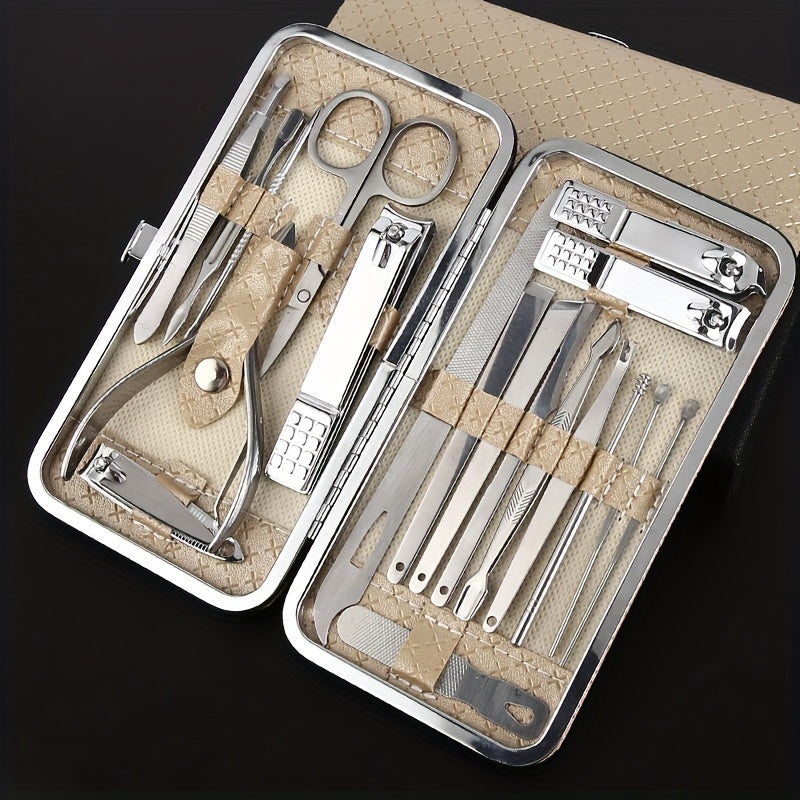 golden 19pcs set classic   manicure pedicure tool set