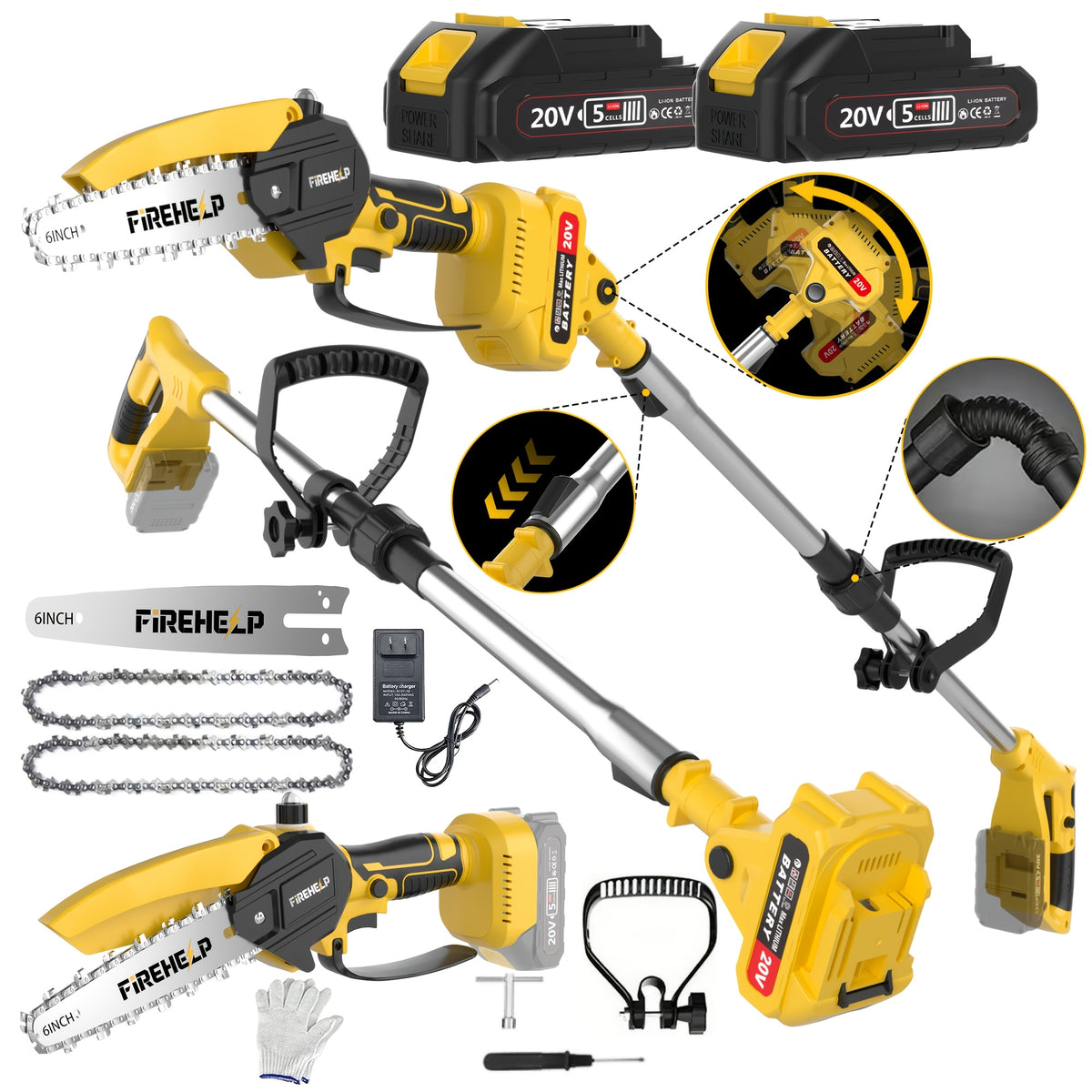 telescopic high branch saw cordless design brushless