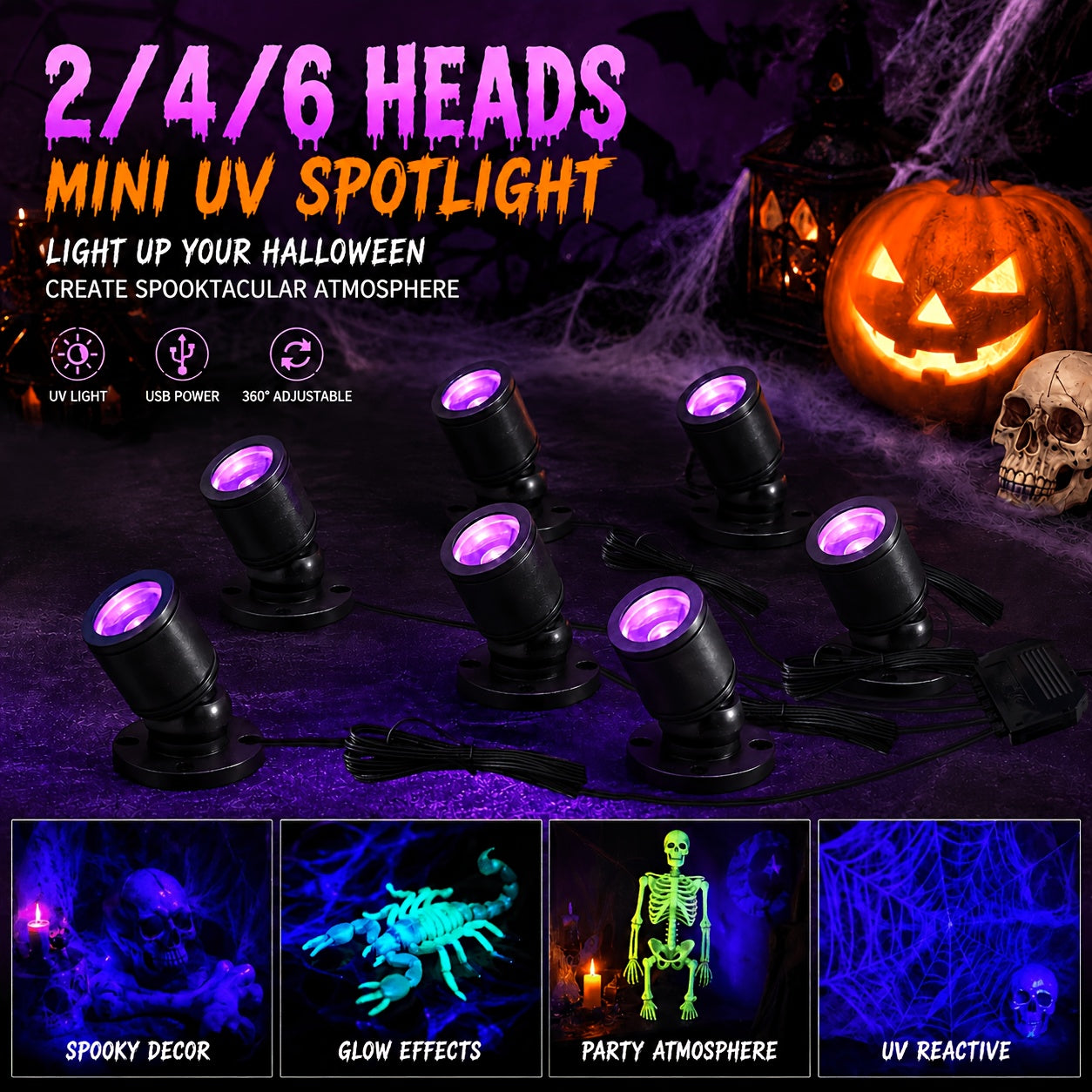 6 4 2pcs led uv blacklight usb powered 1w blacklight violet