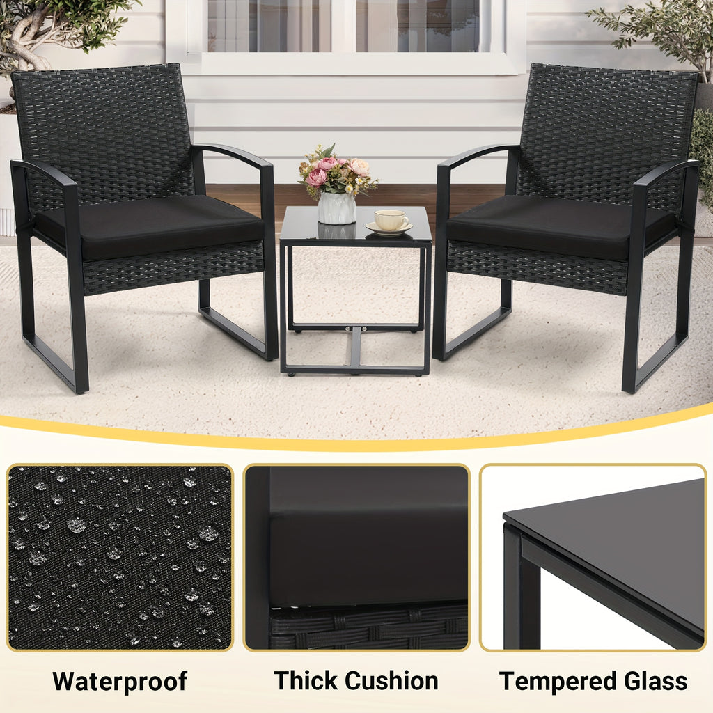 3pcs rattan bistro set outdoor patio furniture conversation