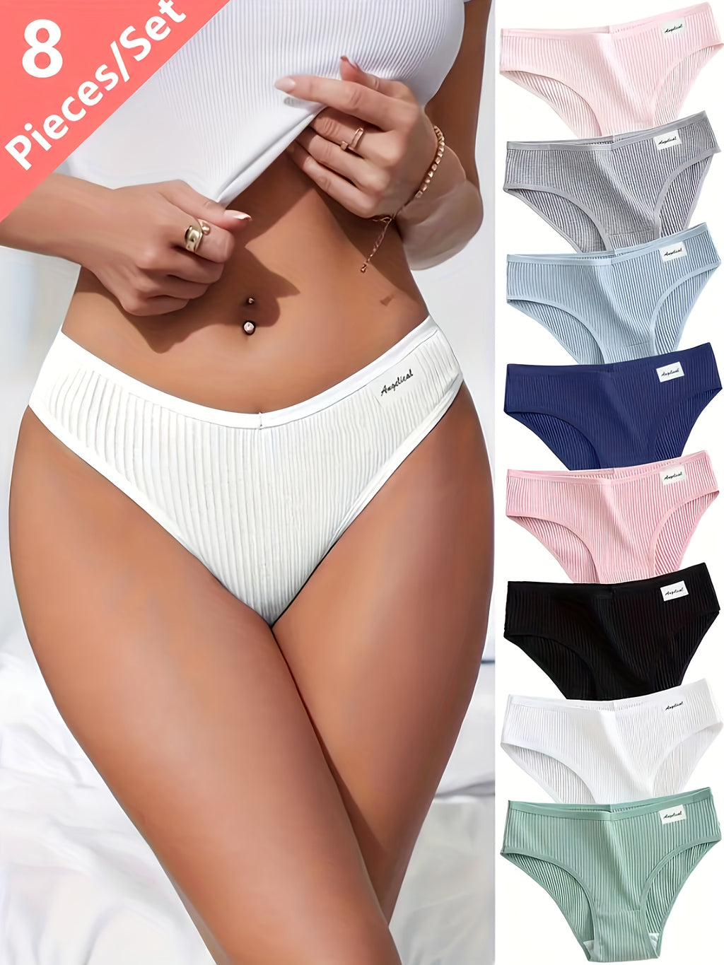8pcs womens soft everyday underwear non transparent full