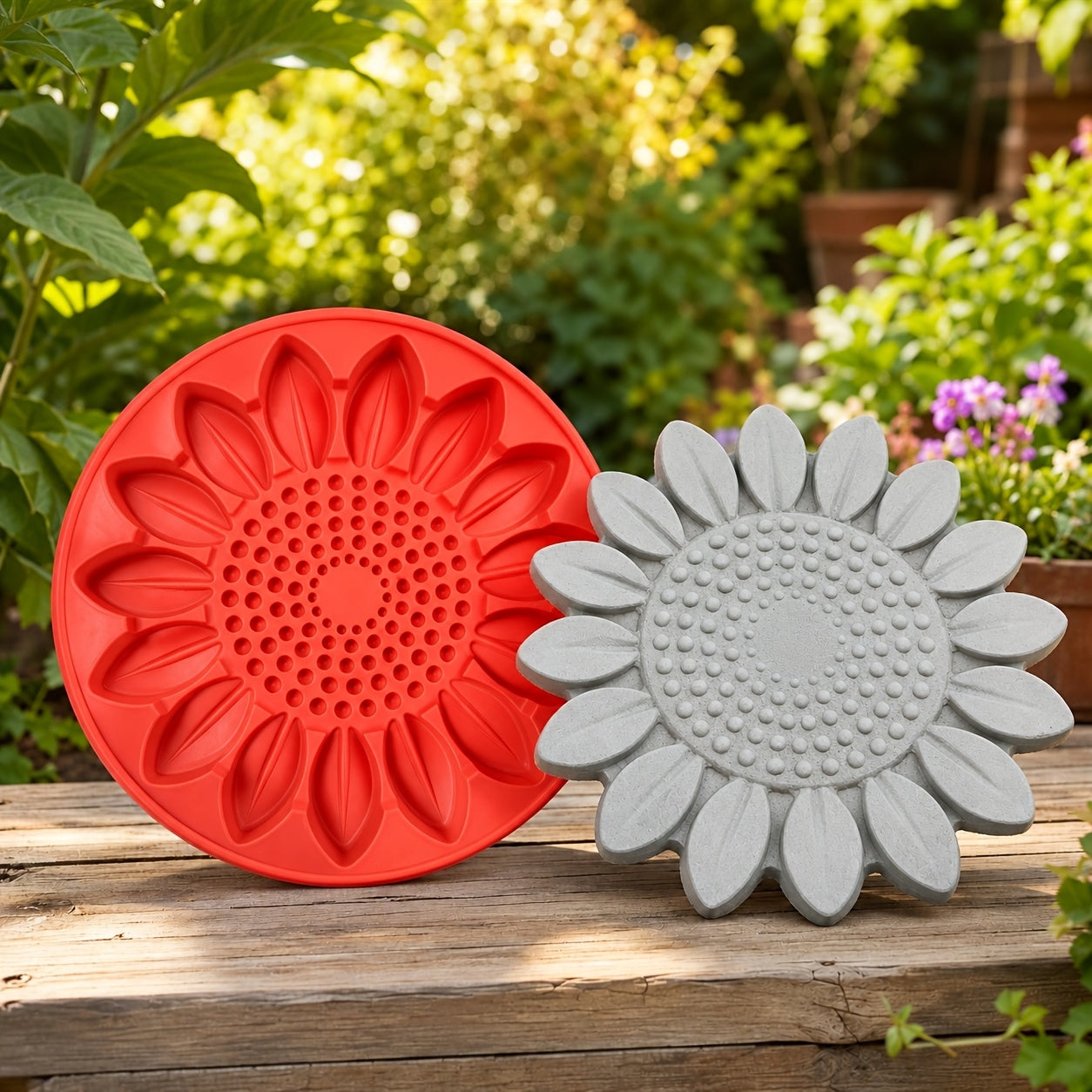 diy sunflower cement stepping stone mold reusable making