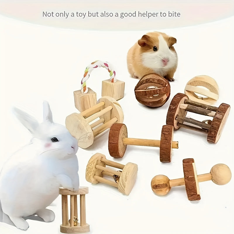 5pcs wooden pet toys set   long lasting toys hamsters