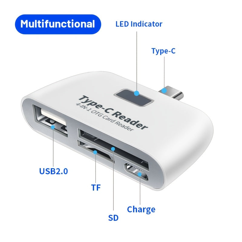 otg card reader usb c 4 in 1 sd tf reader writer portable