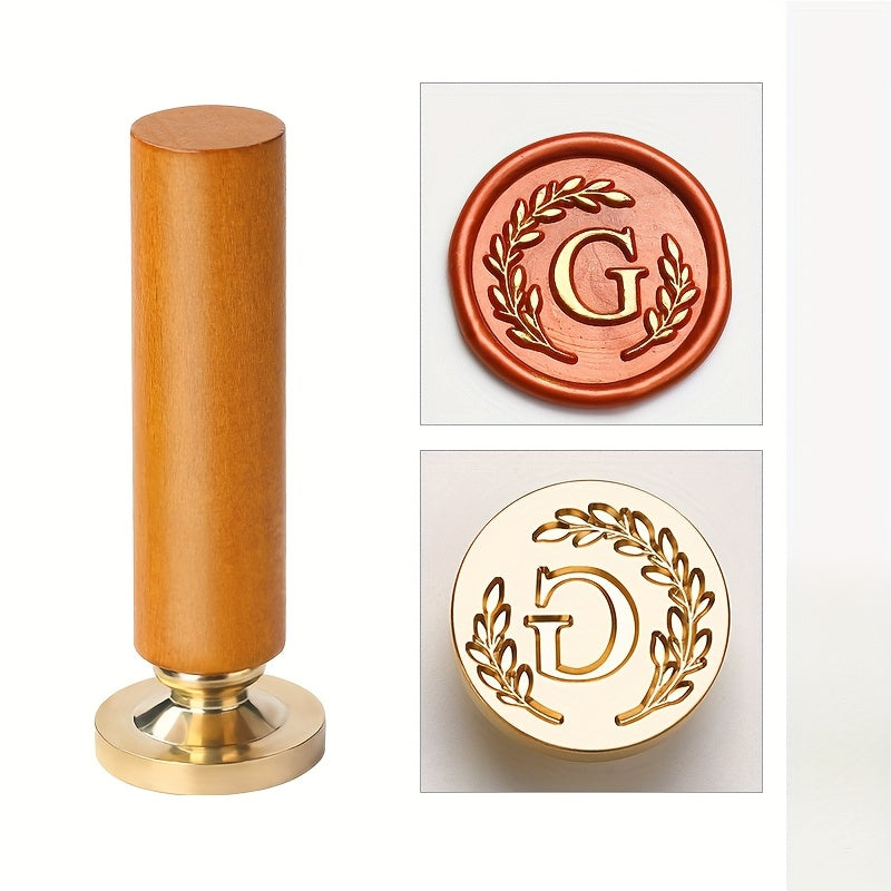 1 set retro letter wax sealing set yellow wooden handle wax
