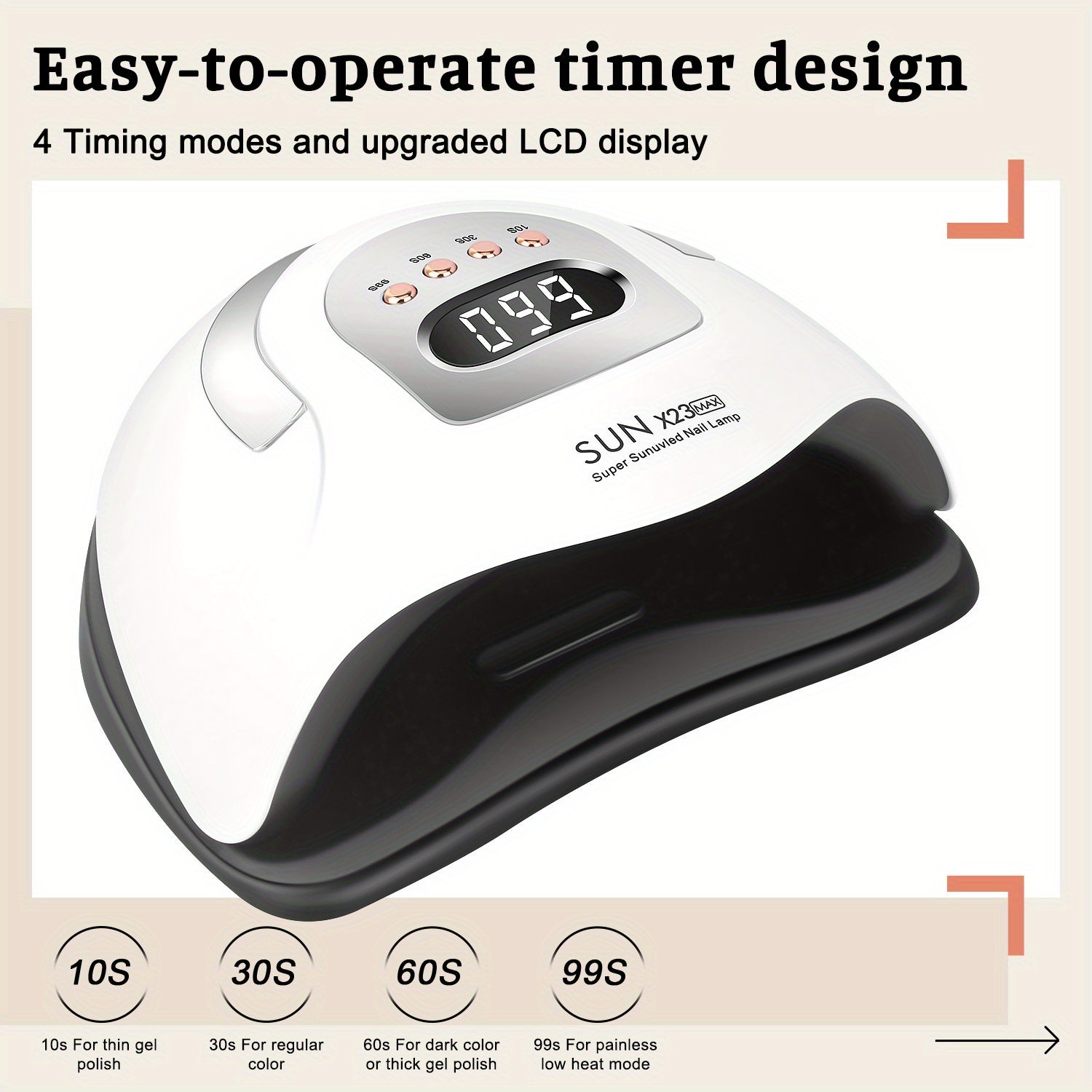 380w led nail lamp 4 timer setting portable
