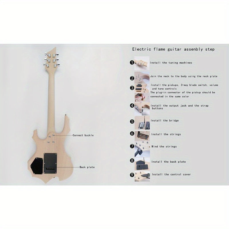 diy 6 string flame shaped style electric guitar kits