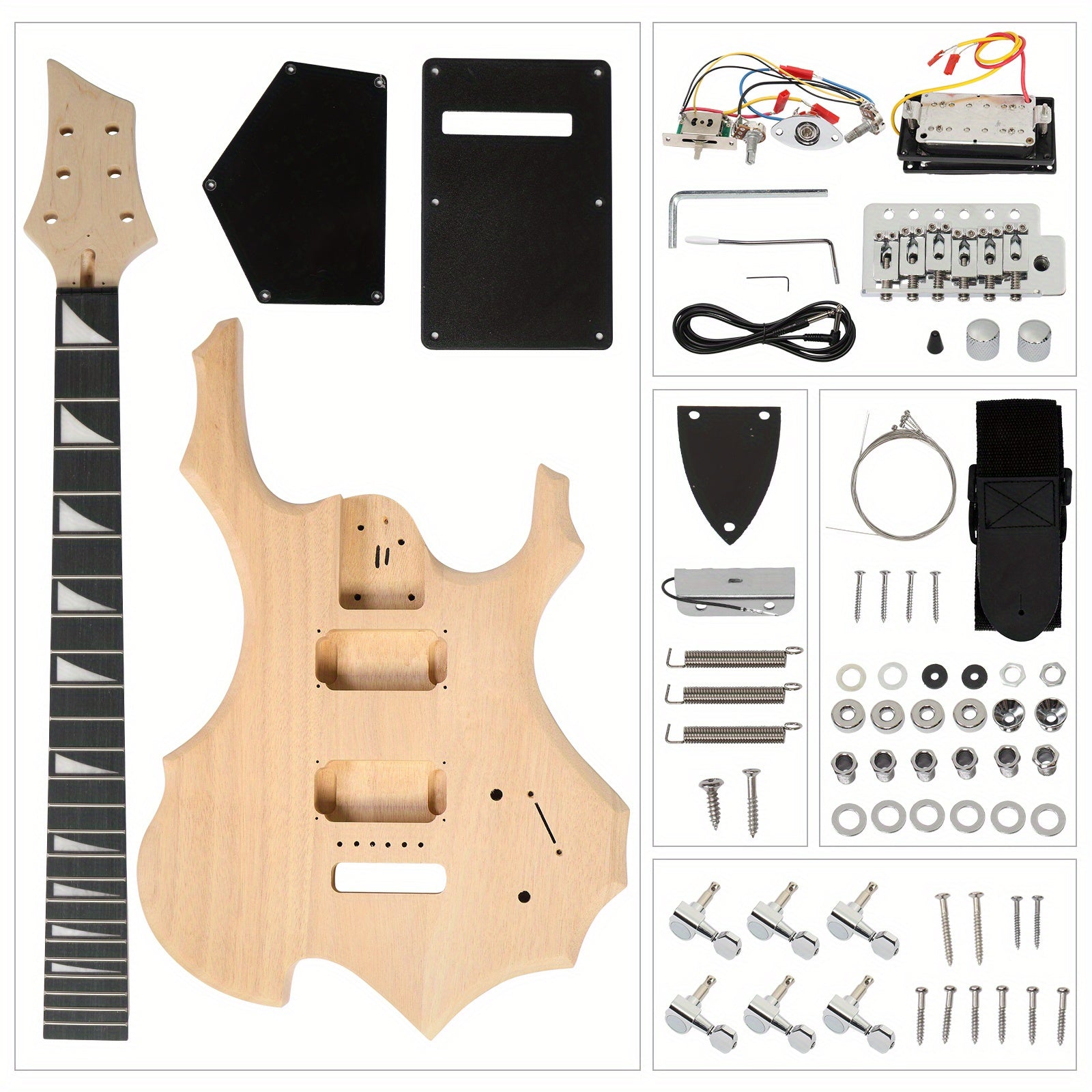diy 6 string flame shaped style electric guitar kits