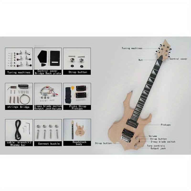 diy 6 string flame shaped style electric guitar kits