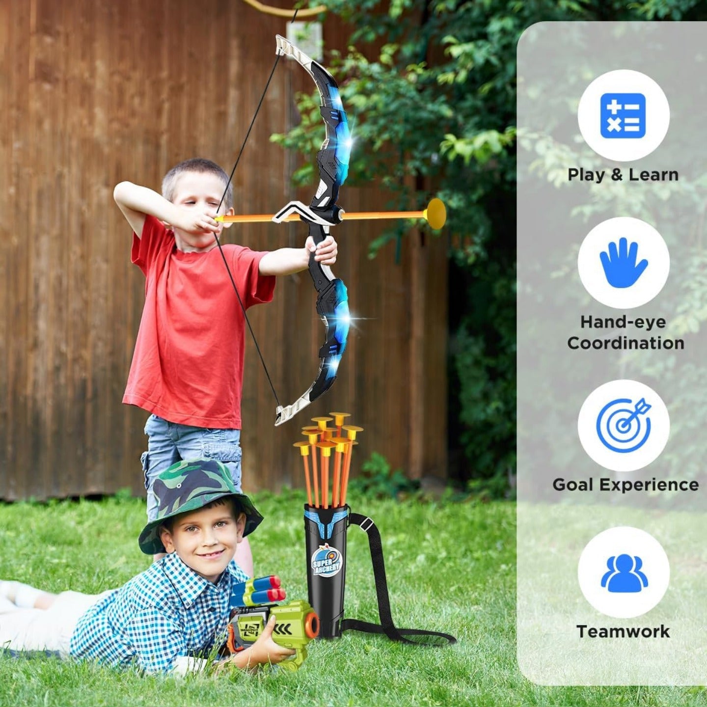 2 pack bow arrow toy kids boys girls light archery