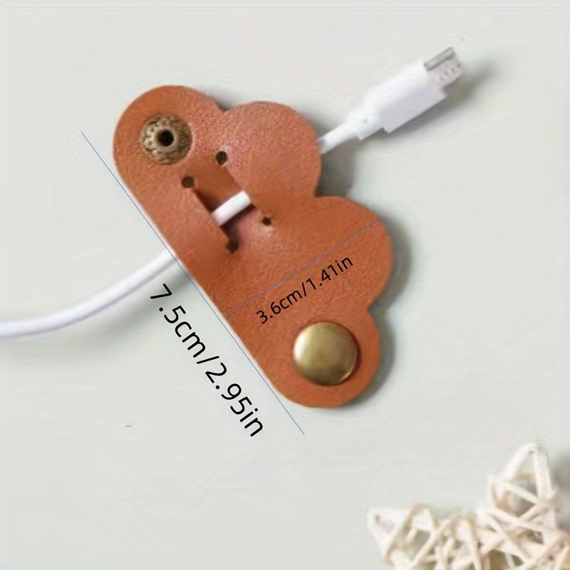10 pack heart shaped faux leather cable straps multi color