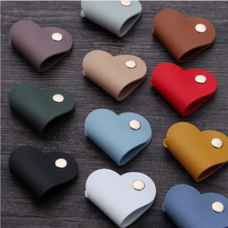 10 pack heart shaped faux leather cable straps multi color
