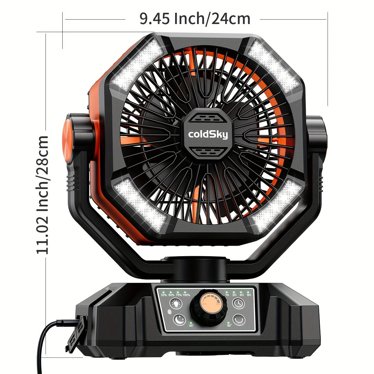 20000mah battery powered camping fan dual motor 8 speed
