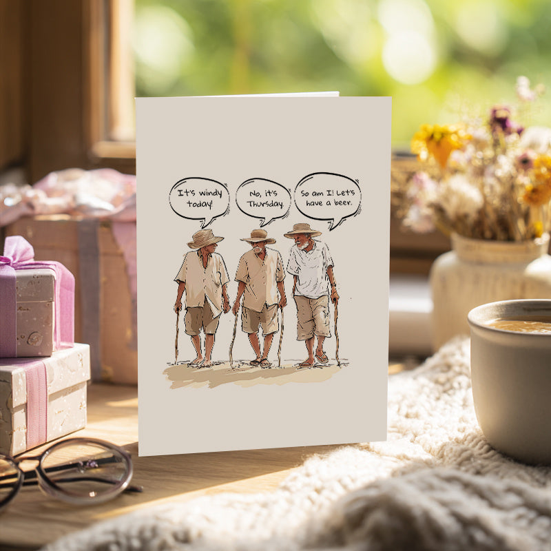1 set funny elderly men birthday greeting card humorous day