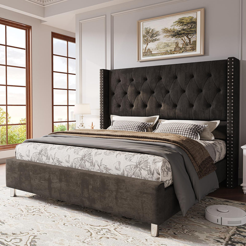 upholstered platform bed frame 50 inch velvet