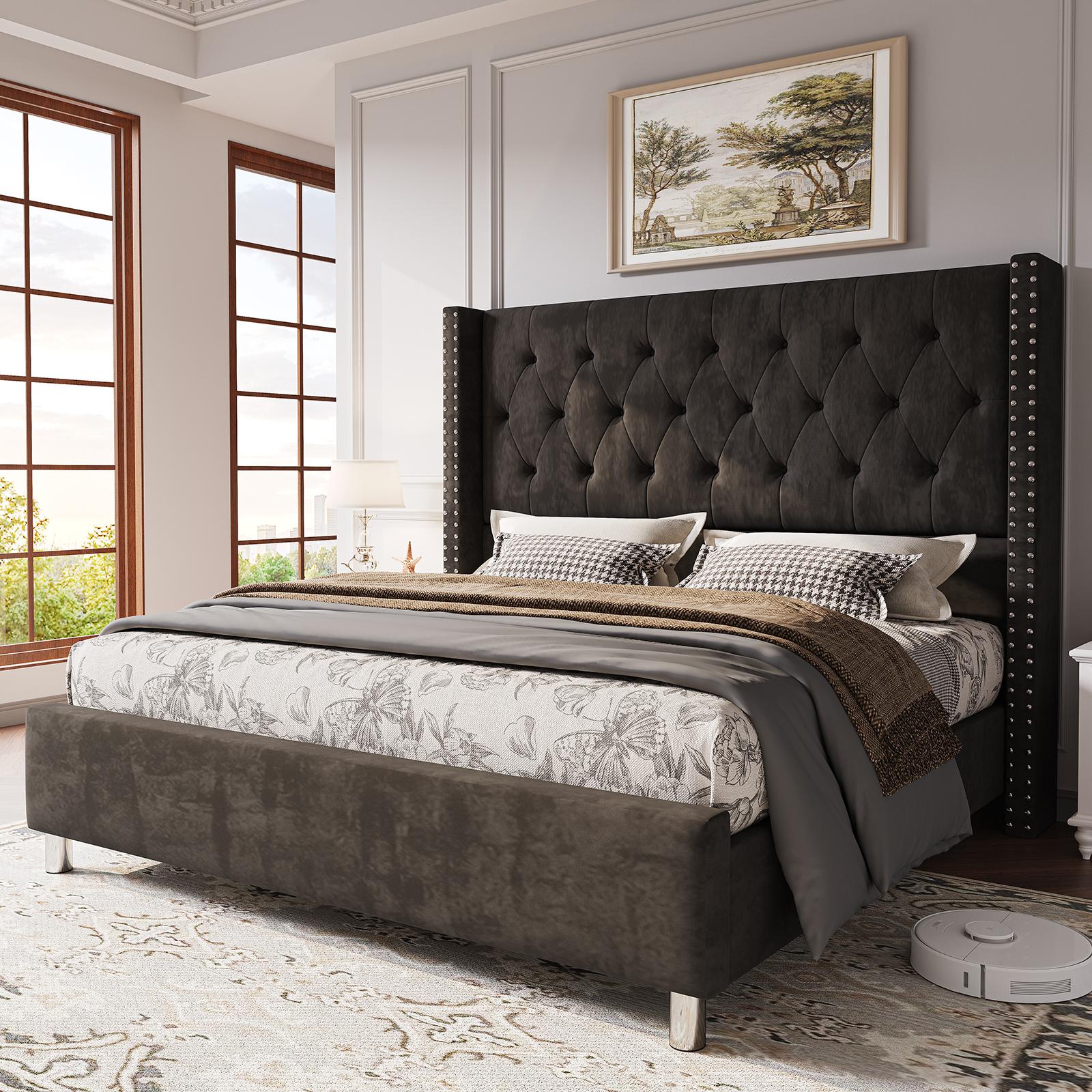 upholstered platform bed frame 50 inch velvet