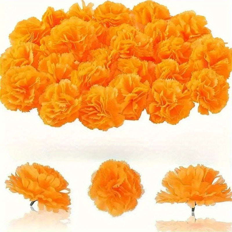5 17 34pcs realistic marigold flowers heads vibrant orange