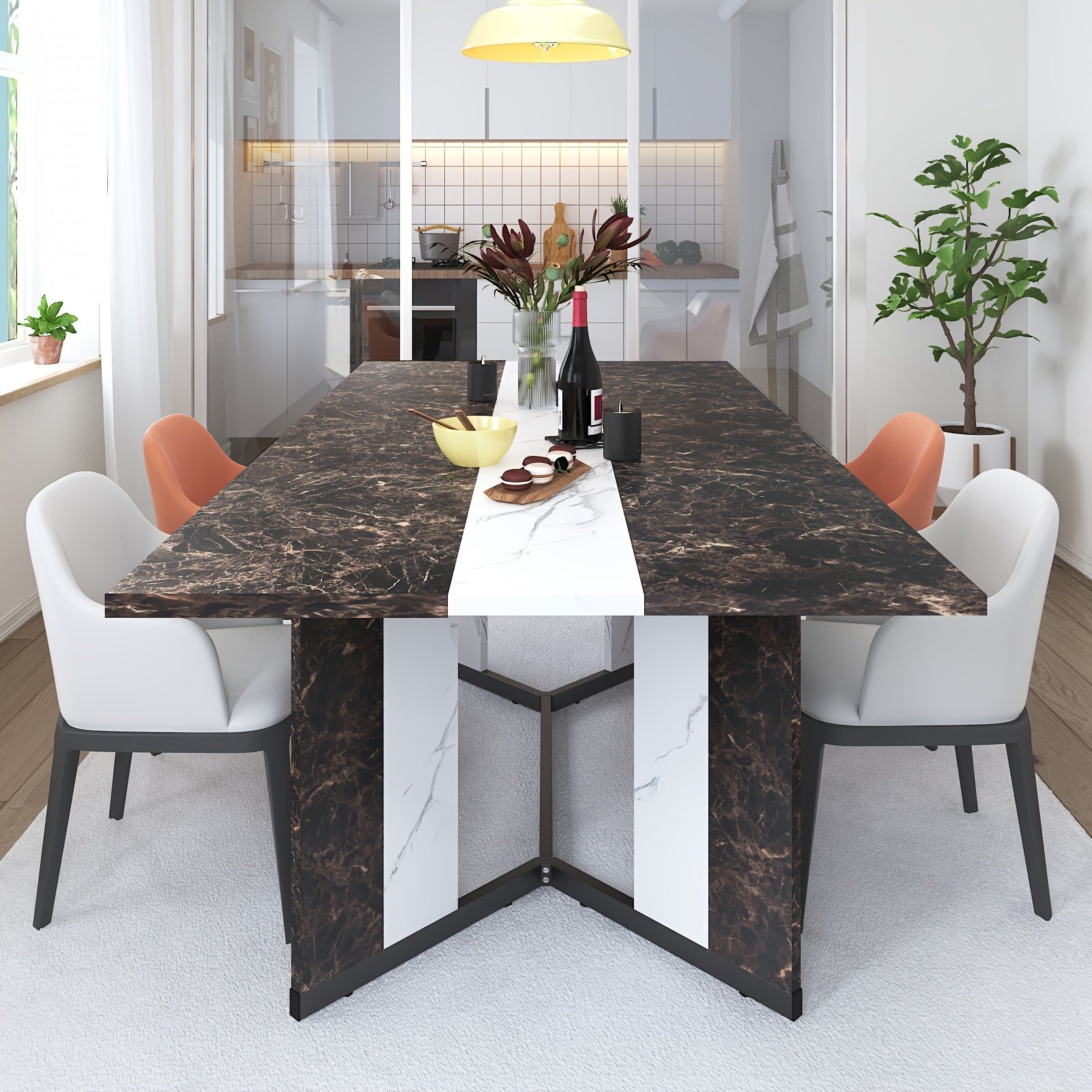 71 rectangle modern dining table office   room
