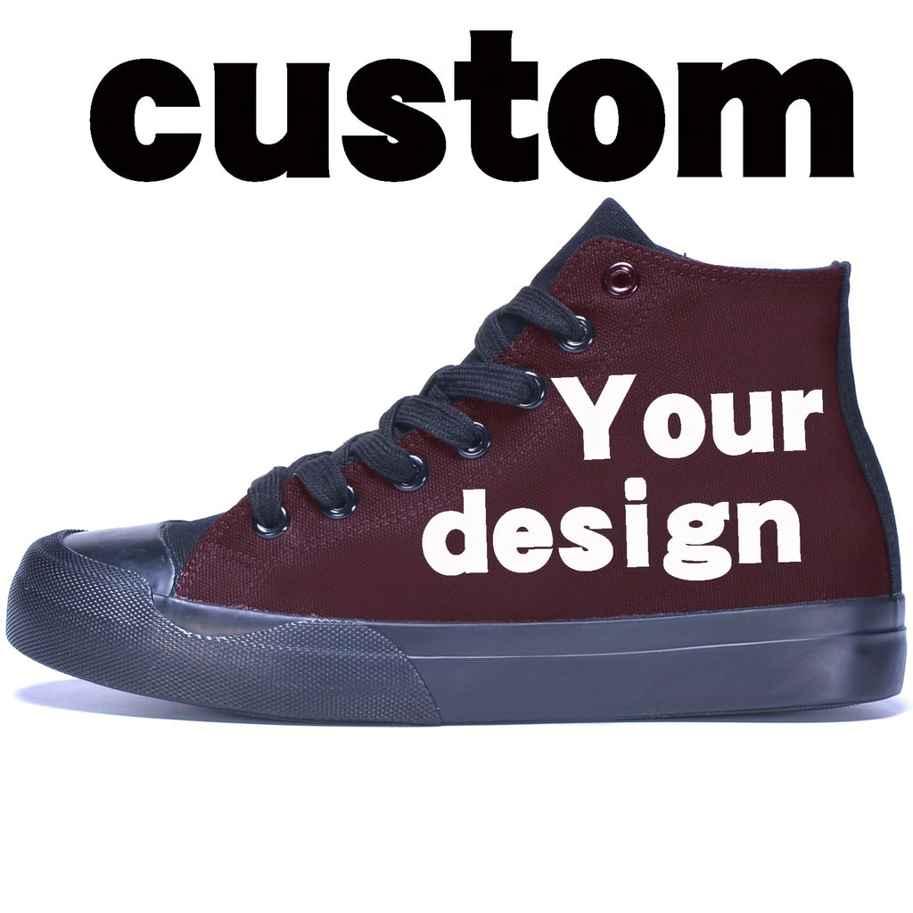 custom photo image black high top canvas sneakers casual