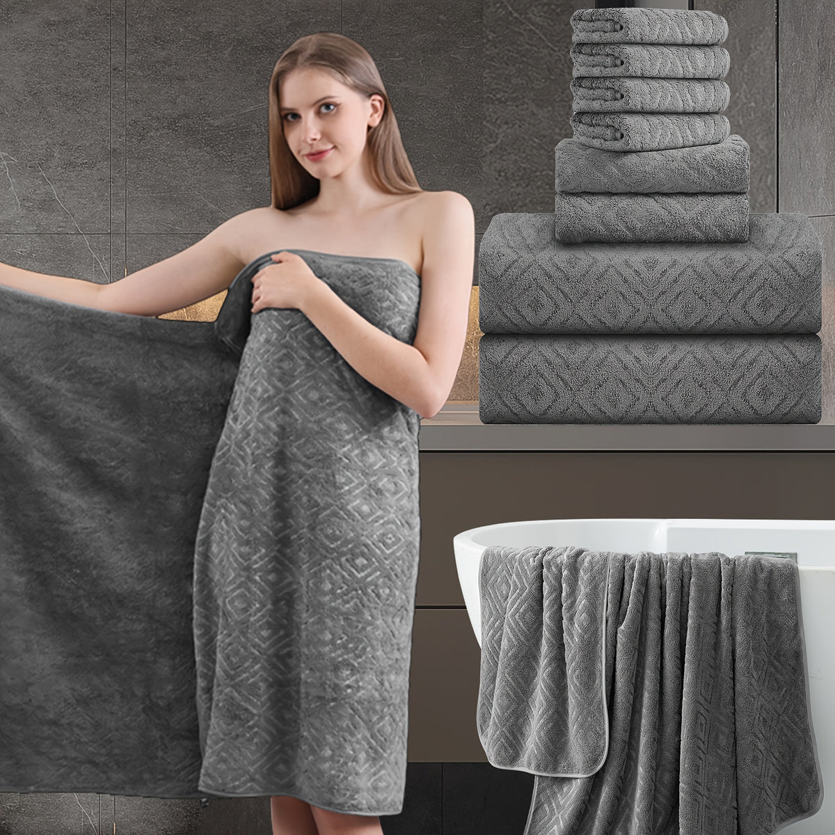 8pcs extra large bath towel ultra soft thick bath towel