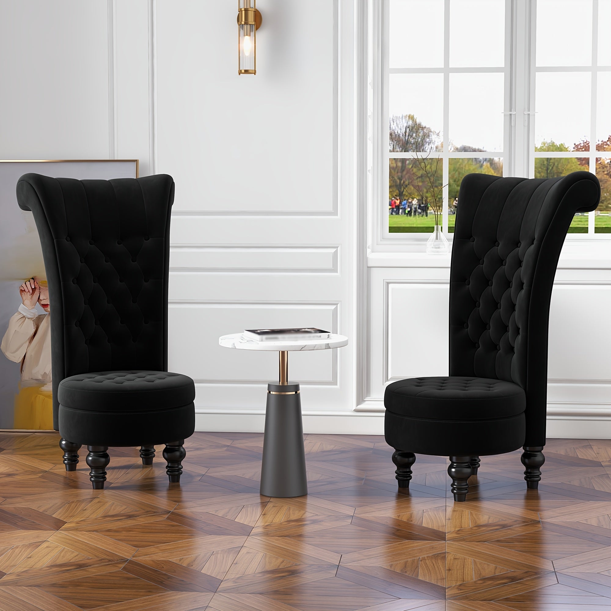 back chair velvet armless accent chair button