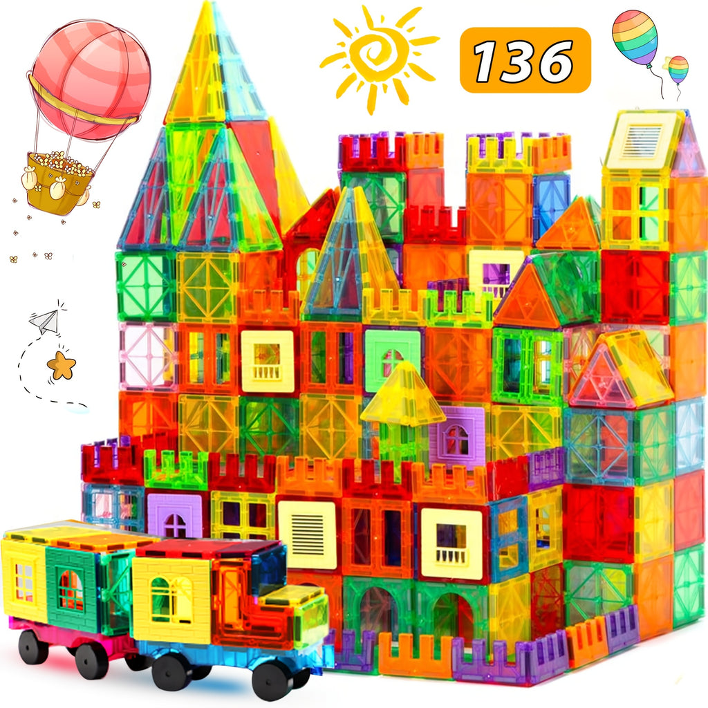 80 106 136pcs magnetic tiles kids magnetic building blocks 2