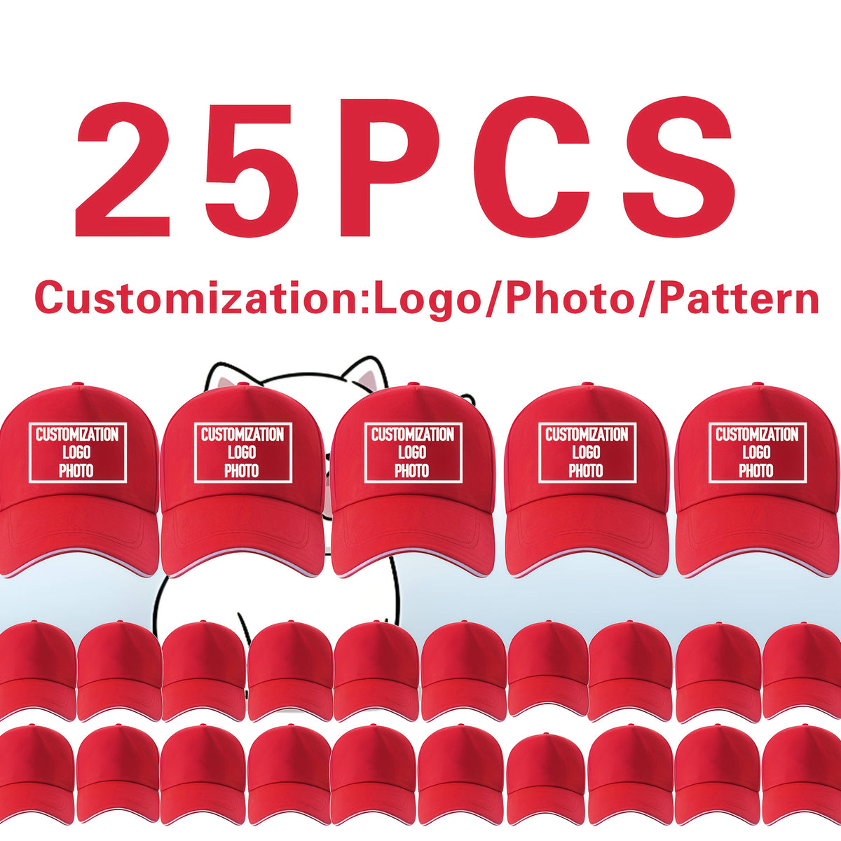 25pcs customizable     baseball caps adjustable