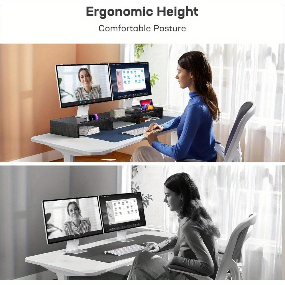 dual monitor stand desk monitor stand 2 slots phone tablet