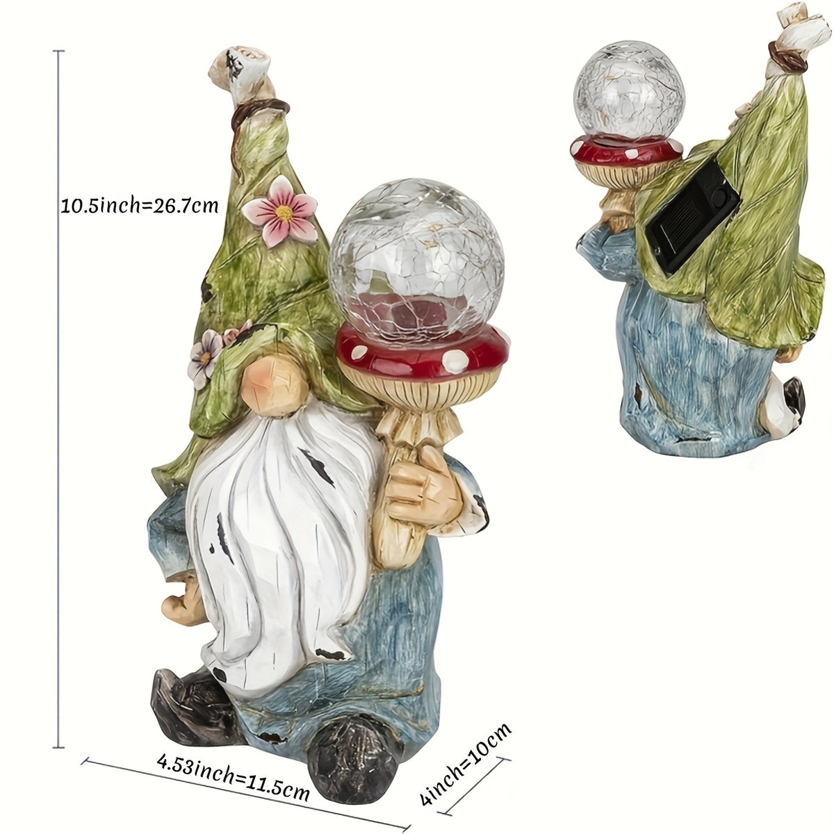 fairy garden decor gnome statue   light resin
