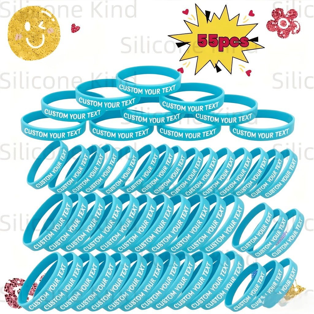 custom 55pcs inspirational quote rubber wristbands bulk